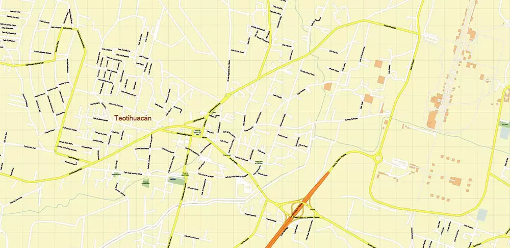 Mexico City + Teotihuacan (.Ai + .PDF + .SVG) Map Vector Exact City Plan High Detailed Street Map editable Adobe Illustrator + PDF + SVG in layers