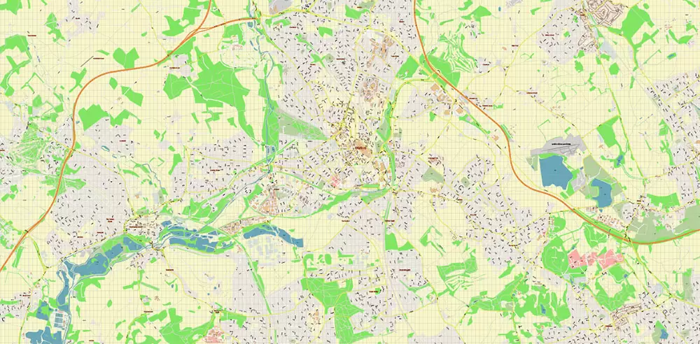Watford + St Albans + Hemel Hempstead UK PDF Vector Map: City Plan High Detailed Street Map editable Adobe PDF in layers