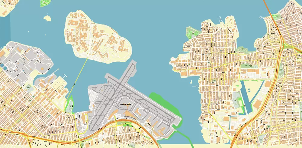 Bronx New York City NY US Map Vector City Plan High Detailed Street Map editable Adobe Illustrator in layers