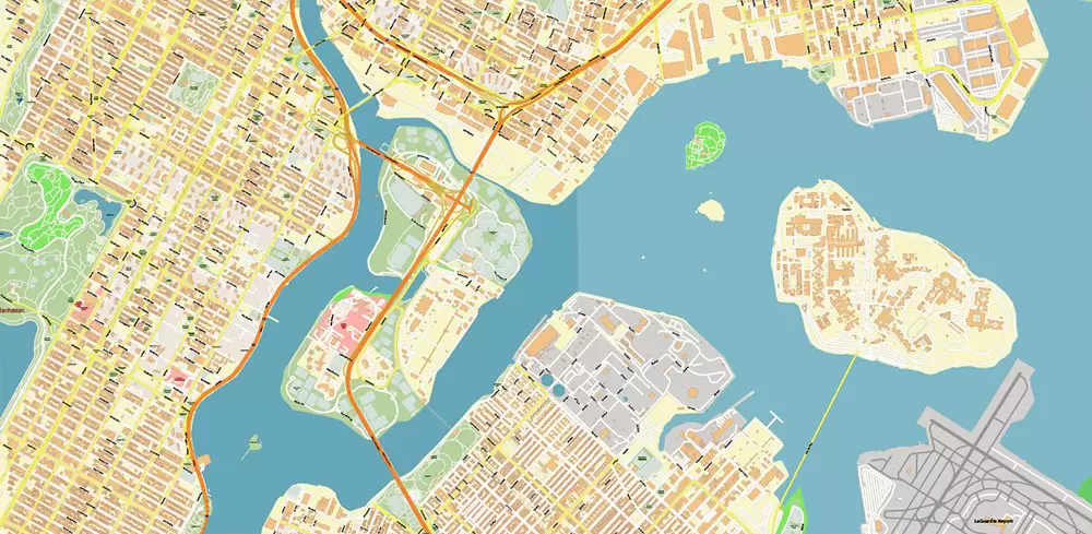 Bronx New York City NY US Map Vector City Plan High Detailed Street Map editable Adobe Illustrator in layers