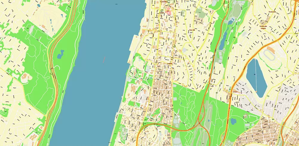 Bronx New York City NY US Map Vector City Plan High Detailed Street Map editable Adobe Illustrator in layers
