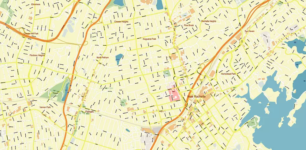 Bronx New York City NY US Map Vector City Plan High Detailed Street Map editable Adobe Illustrator in layers