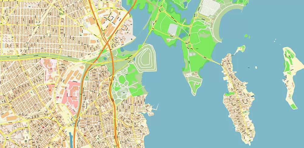 Bronx New York City NY US Map Vector City Plan High Detailed Street Map editable Adobe Illustrator in layers