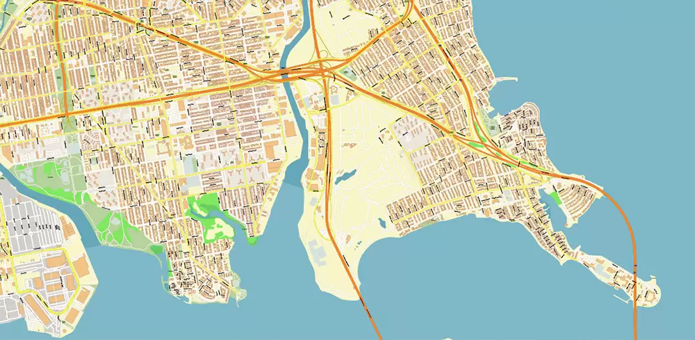 Bronx New York City NY US Map Vector City Plan High Detailed Street Map editable Adobe Illustrator in layers