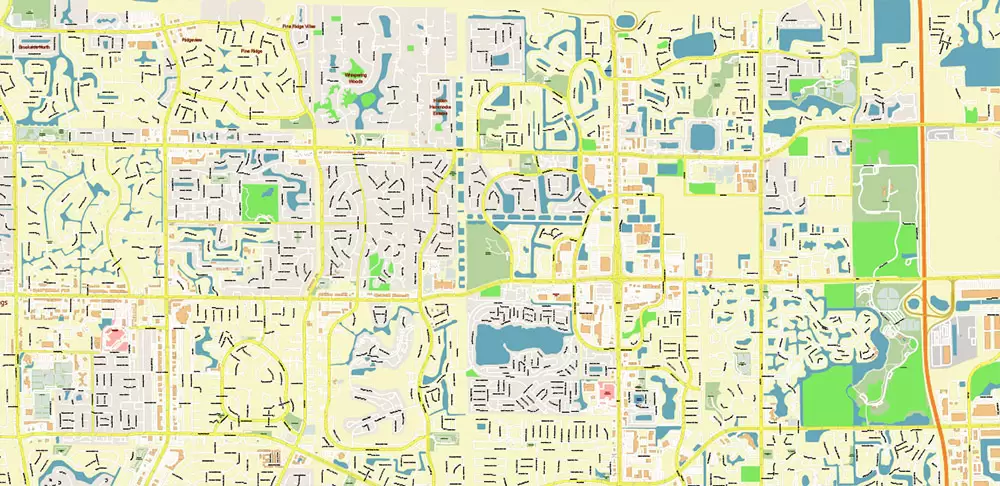 Fort Lauderdale + Pompano Beach + Hollywood Florida US Map Vector City Plan High Detailed Street Map + Relief Topo editable Adobe Illustrator in layers