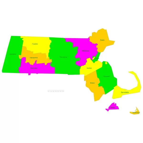 Free vector map Massachusetts State US – counties areas and names: Ai, PDF and SVG in 1 archive