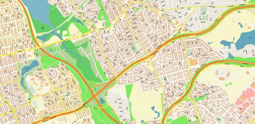 Queens New York City NY US PDF Vector Map: City Plan High Detailed Street Map + Relief Topo editable Adobe PDF in layers