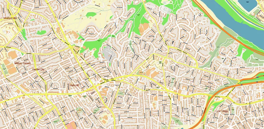 Arlington Virginia US PDF Vector Map: High Detailed Street Map editable Adobe PDF in layers