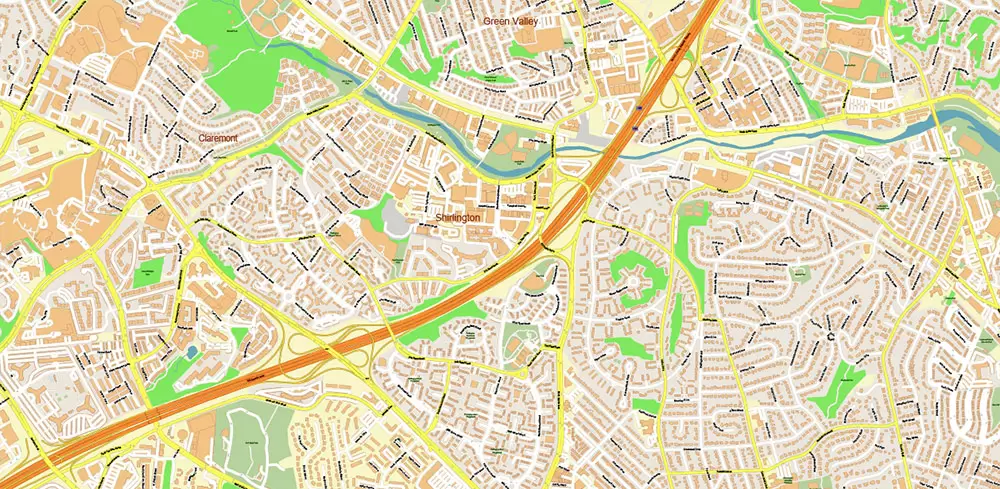 Arlington Virginia US PDF Vector Map: High Detailed Street Map editable Adobe PDF in layers