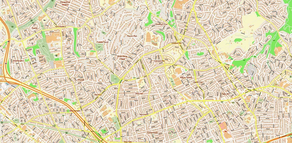 Arlington Virginia US PDF Vector Map: High Detailed Street Map editable Adobe PDF in layers