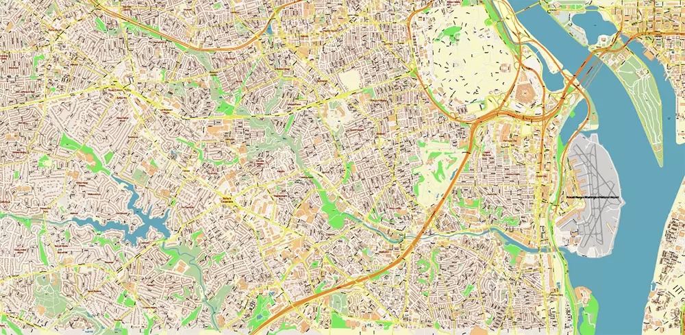 Arlington Virginia US PDF Vector Map: High Detailed Street Map editable Adobe PDF in layers