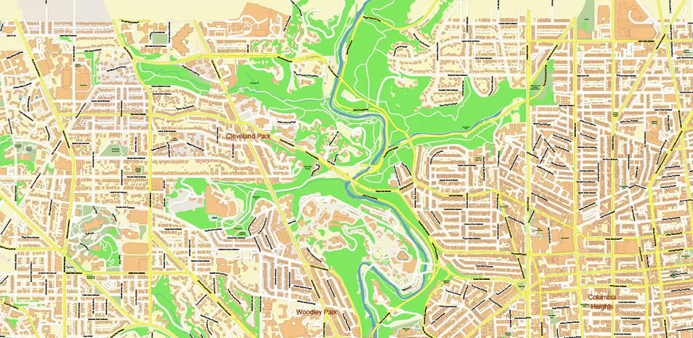 Arlington Virginia US PDF Vector Map: High Detailed Street Map editable Adobe PDF in layers