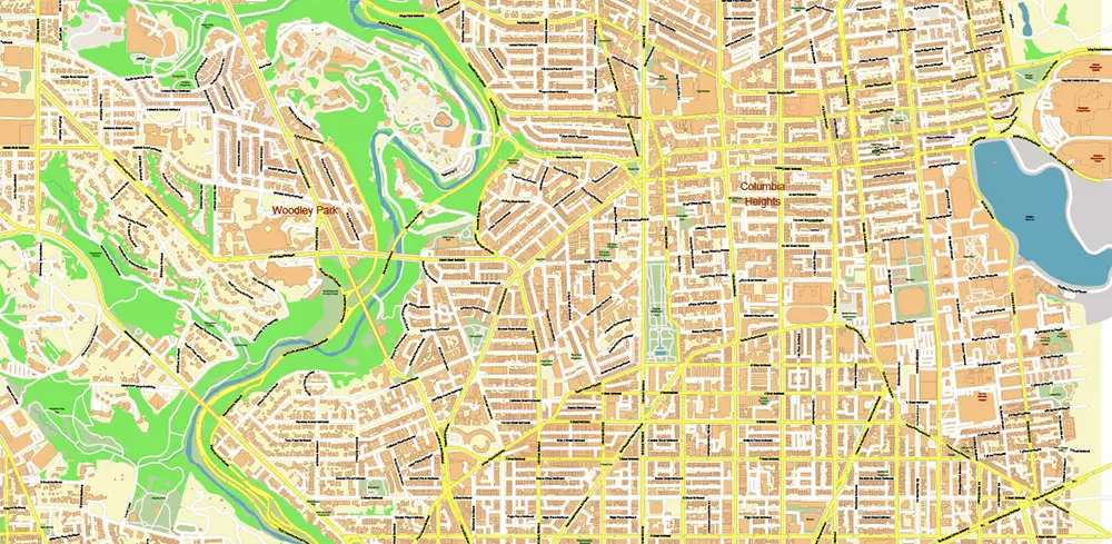 Arlington Virginia US PDF Vector Map: High Detailed Street Map editable Adobe PDF in layers