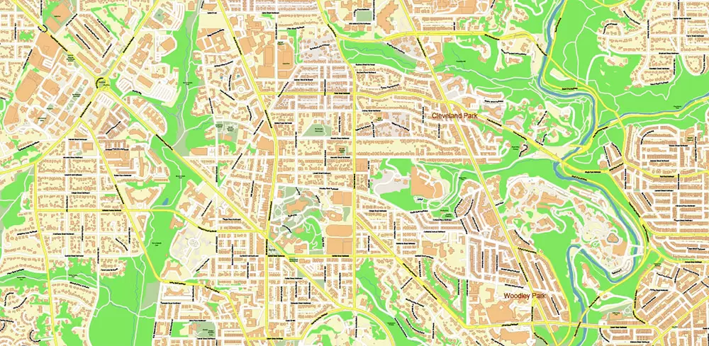 Arlington Virginia US PDF Vector Map: High Detailed Street Map editable Adobe PDF in layers