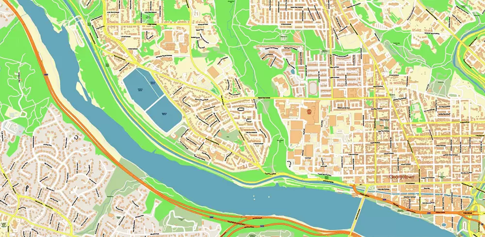 Arlington Virginia US PDF Vector Map: High Detailed Street Map editable Adobe PDF in layers