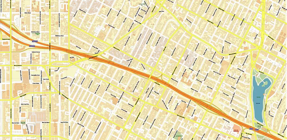 Hollywood California US Map Vector City Plan High Detailed Street Map editable Adobe Illustrator in layers
