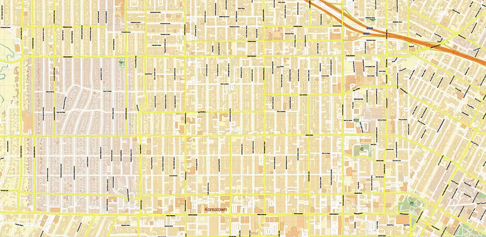 Hollywood California US Map Vector City Plan High Detailed Street Map editable Adobe Illustrator in layers