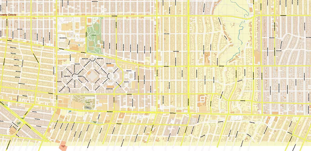 Hollywood California US Map Vector City Plan High Detailed Street Map editable Adobe Illustrator in layers