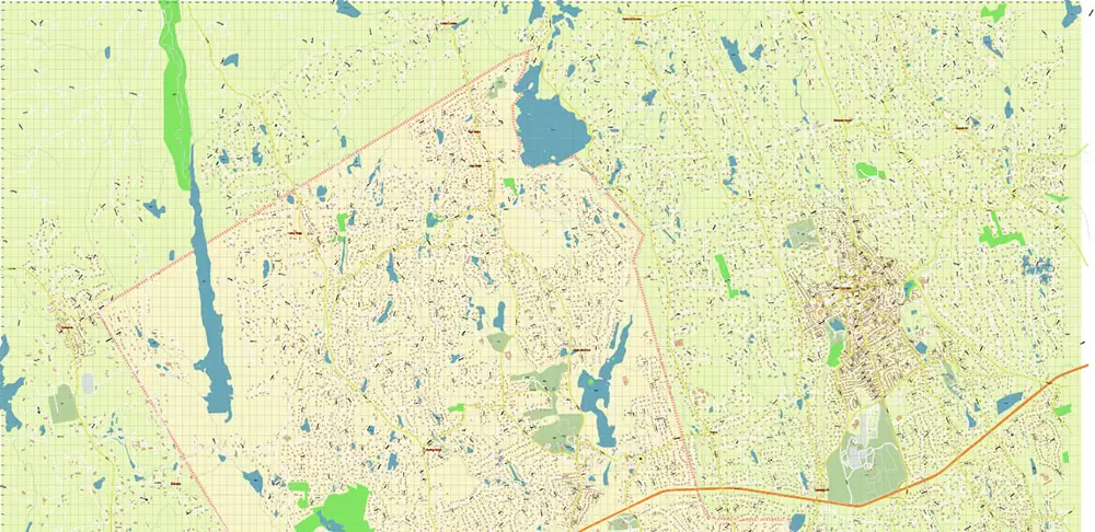 Stamford Connecticut US Vector Map: High Detailed Street Map editable Adobe Illustrator in layers