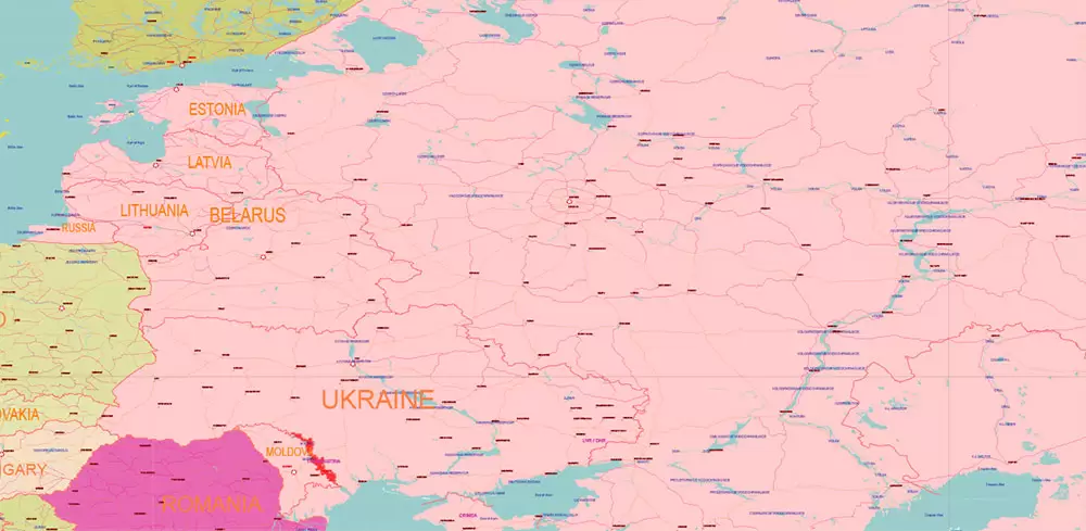 World Geo Lat-Long Projection Political Vector Map (1989 year, USSR) High detailed fully editable, Adobe Illustrator