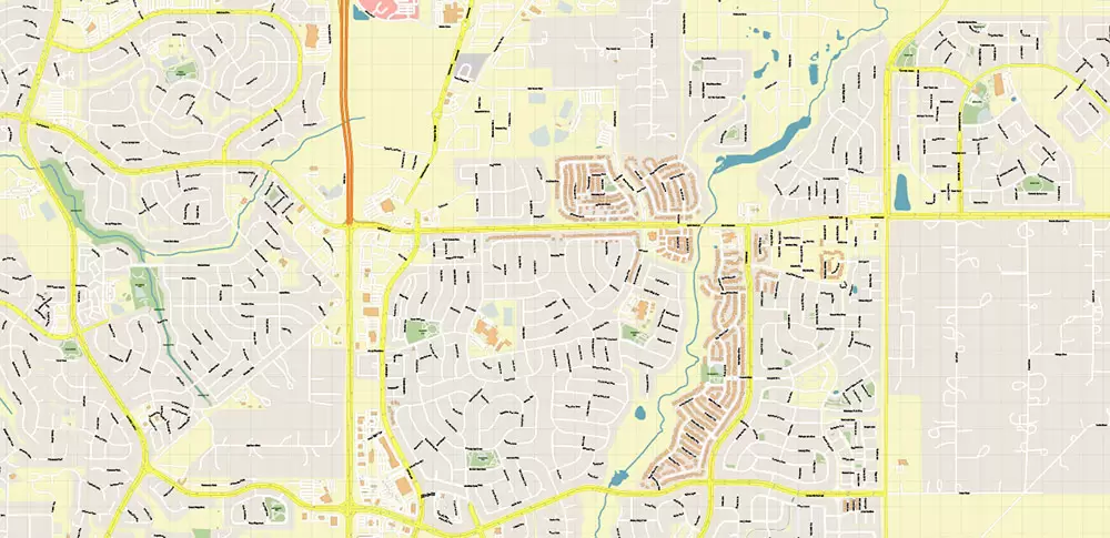 Colorado Springs Colorado US Map Vector Extra High Detailed Street Map editable Adobe Illustrator in layers