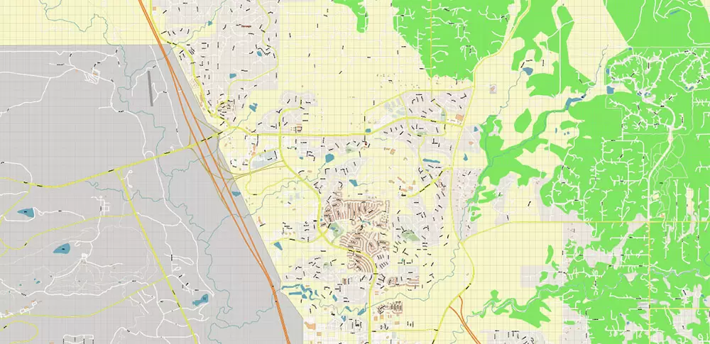 Colorado Springs Colorado US Map Vector Extra High Detailed Street Map editable Adobe Illustrator in layers