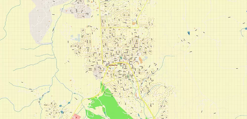 Colorado Springs Colorado US Map Vector Extra High Detailed Street Map editable Adobe Illustrator in layers