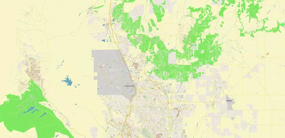 Colorado Springs Colorado US Map Vector Extra High Detailed Street Map editable Adobe Illustrator in layers
