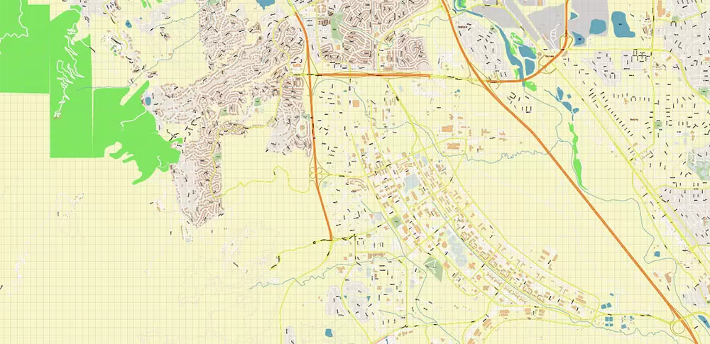 Colorado Springs Colorado US Map Vector Extra High Detailed Street Map editable Adobe Illustrator in layers