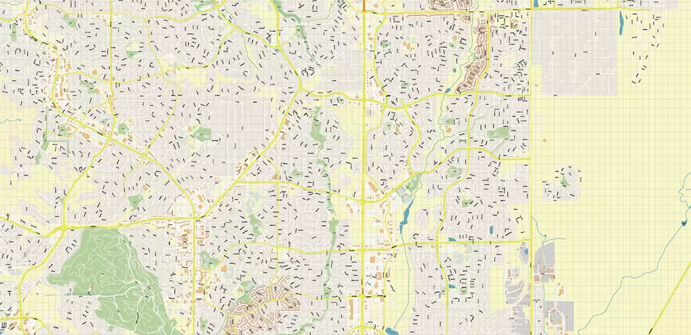 Colorado Springs Colorado US Map Vector Extra High Detailed Street Map editable Adobe Illustrator in layers