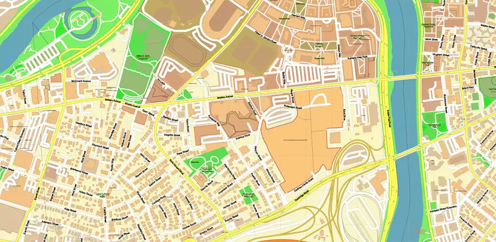 Harvard University Massachusetts US PDF Vector Map: Extra High Detailed Street Map editable Adobe PDF in layers