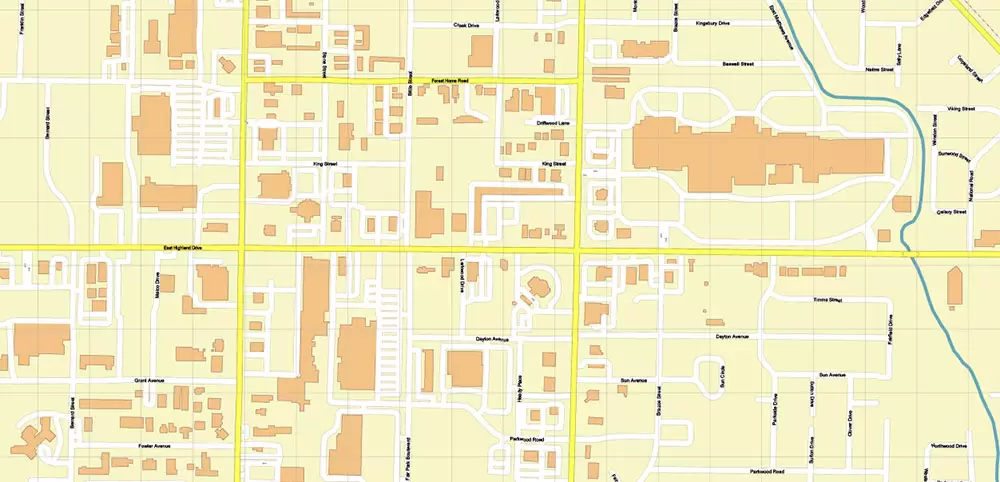 Jonesboro Arkansas US PDF Vector Map: Extra High Detailed Street Map editable Adobe PDF in layers