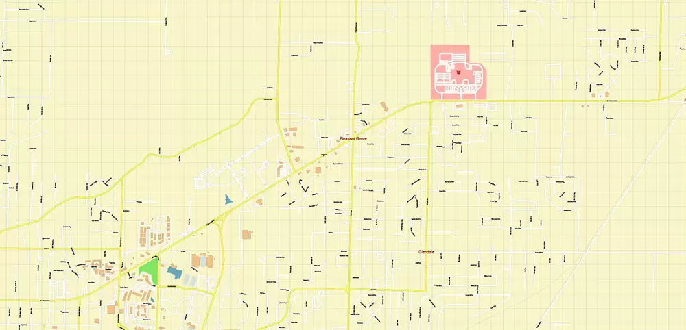 Jonesboro Arkansas US PDF Vector Map: Extra High Detailed Street Map editable Adobe PDF in layers