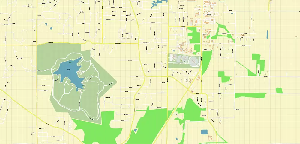 Jonesboro Arkansas US PDF Vector Map: Extra High Detailed Street Map editable Adobe PDF in layers