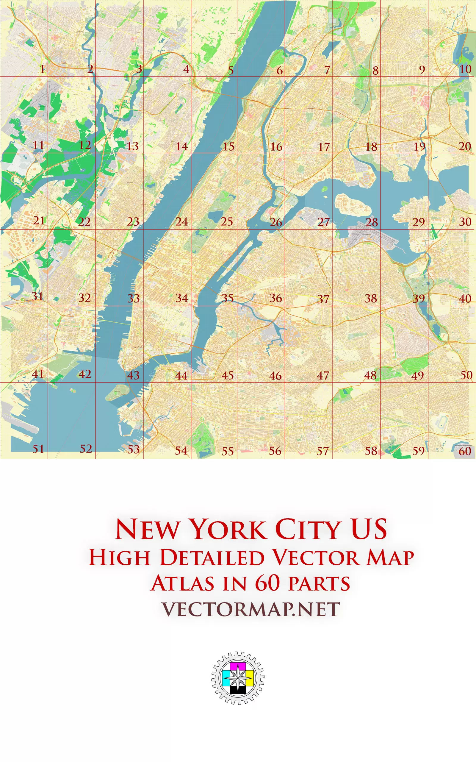 New York City US Tourist Map multi-page atlas, contains 60 pages vector PDF