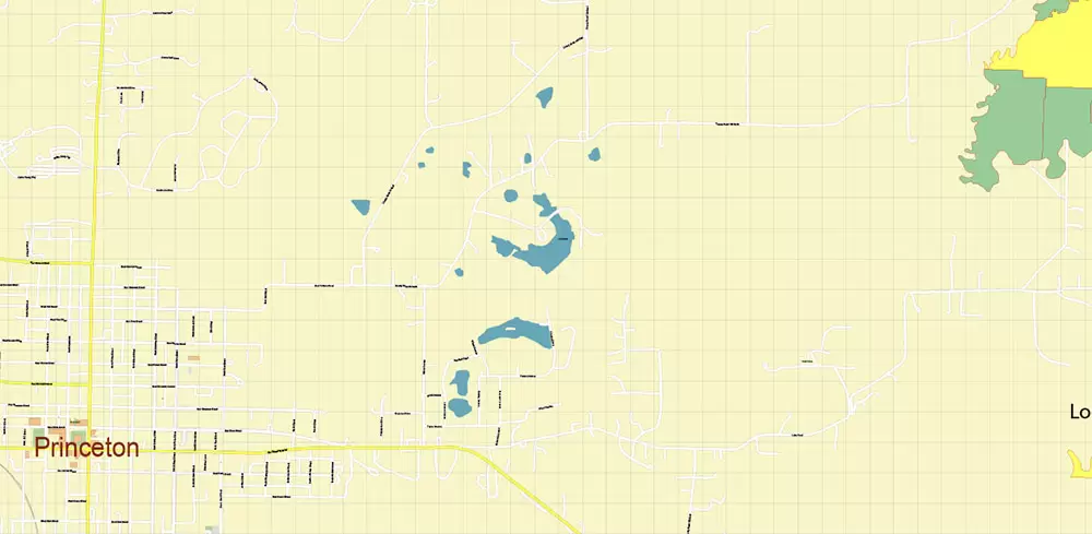 Princeton Indiana US Map Vector Extra High Detailed Street Map editable Adobe Illustrator in layers
