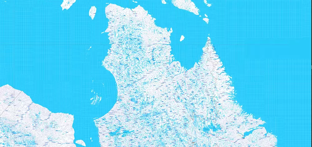 United States and Canada Vector Map main Roads Cities States Counties editable layered Adobe Illustrator