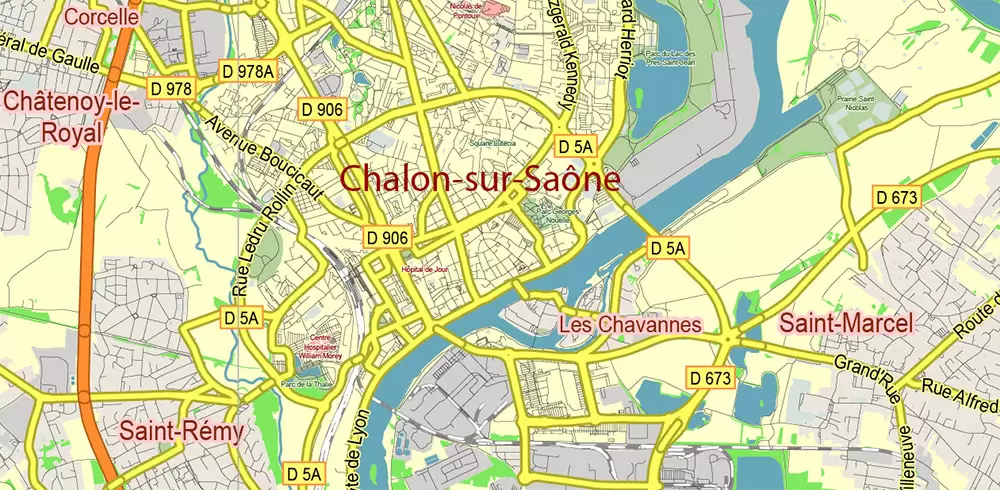 Bourgogne France Vector Map exact extra detailed All Roads Cities Towns map editable Layered Adobe Illustrator