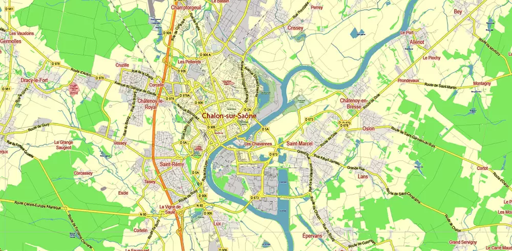 Bourgogne France Vector Map exact extra detailed All Roads Cities Towns map editable Layered Adobe Illustrator