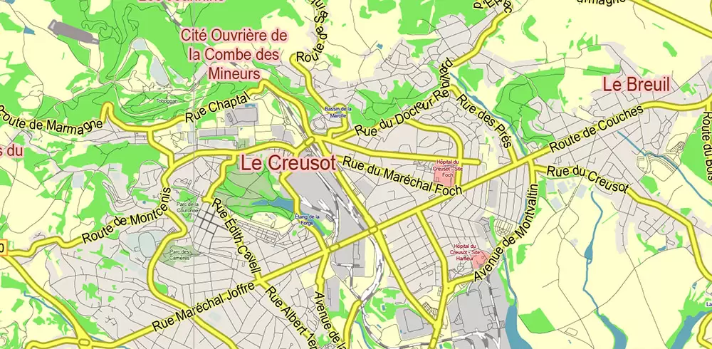 Bourgogne France Vector Map exact extra detailed All Roads Cities Towns map editable Layered Adobe Illustrator
