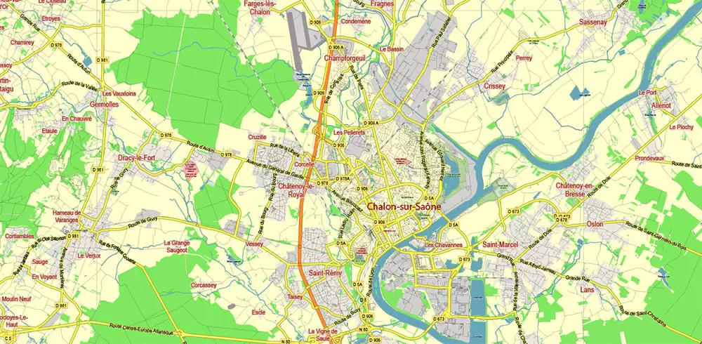 Bourgogne France Vector Map exact extra detailed All Roads Cities Towns map editable Layered Adobe Illustrator