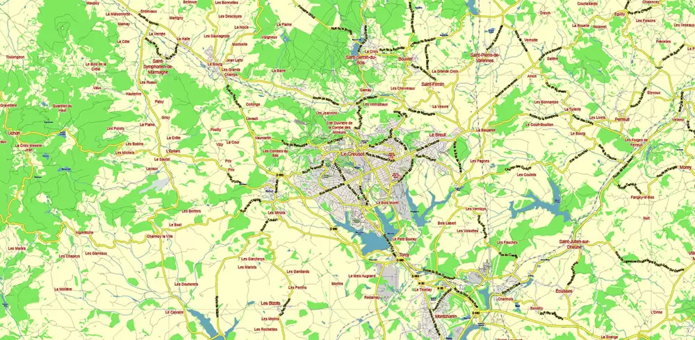 Bourgogne France Vector Map exact extra detailed All Roads Cities Towns map editable Layered Adobe Illustrator