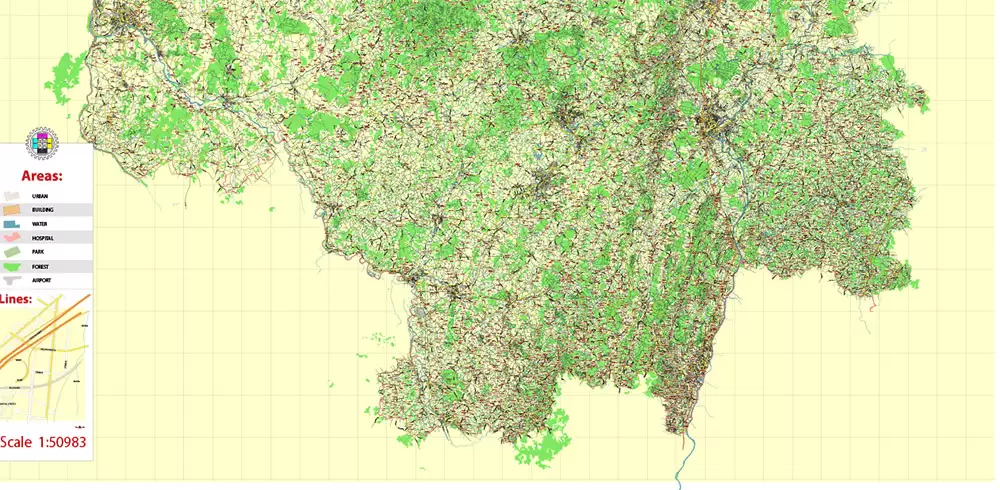 Bourgogne France Vector Map exact extra detailed All Roads Cities Towns map editable Layered Adobe Illustrator