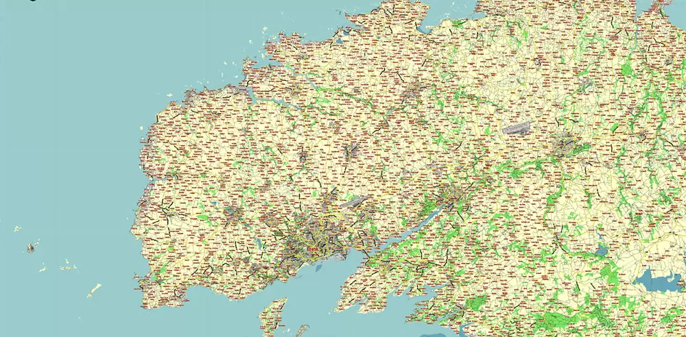 Bretagne France PDF Vector Map exact extra detailed All Roads Cities Towns map editable Layered Adobe PDF