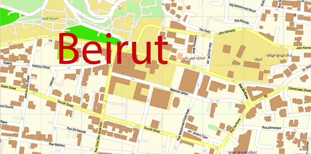 Beirut Lebanon PDF Vector Map 1971 high detailed layered Adobe PDF