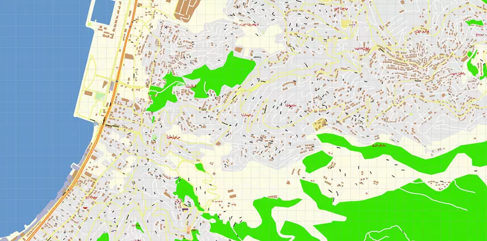 Beirut Lebanon PDF Vector Map 1971 high detailed layered Adobe PDF