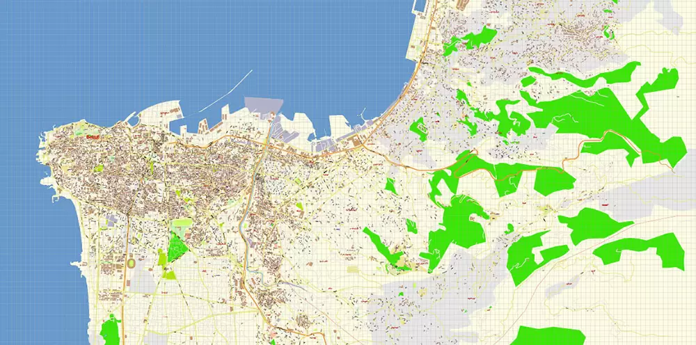 Beirut Lebanon PDF Vector Map 1971 high detailed layered Adobe PDF