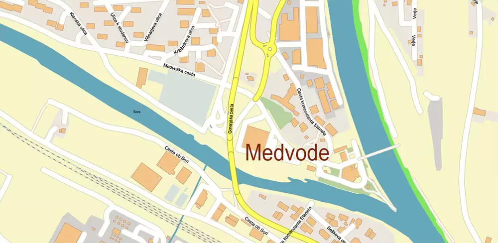 Ljubljana Slovenia Vector Map high detailed layered Adobe Illustrator