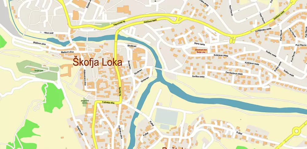 Ljubljana Slovenia Vector Map high detailed layered Adobe Illustrator