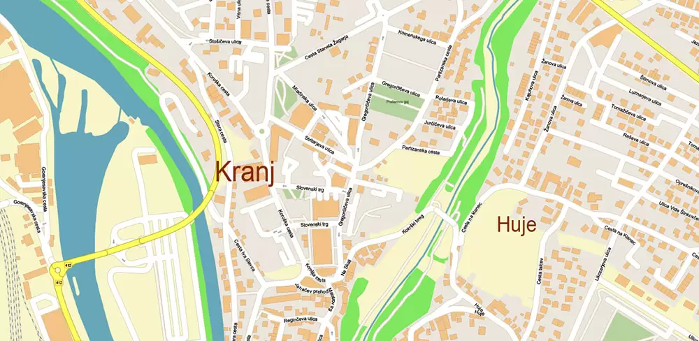 Ljubljana Slovenia Vector Map high detailed layered Adobe Illustrator